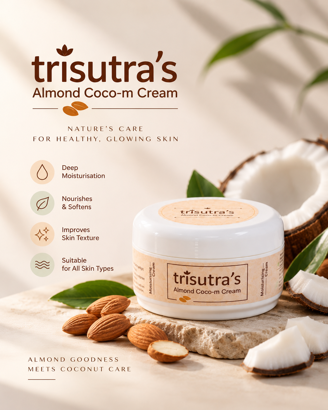 Almond Coco-m Cream for glowing skin